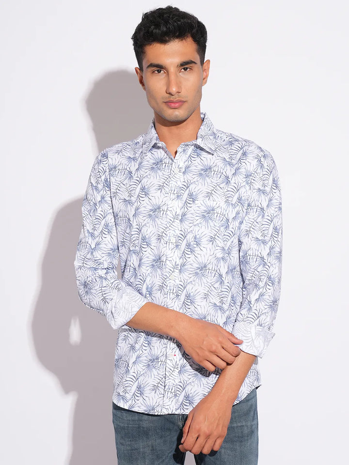 Blue Moderno Fit Regular Collar Long Sleeves Men's Shirt