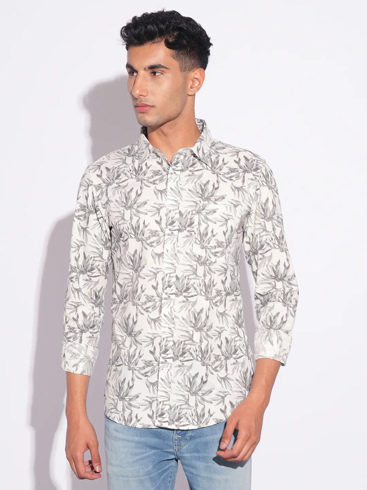 Grey Moderno Fit Regular Collar Long Sleeves Men's Shirt
