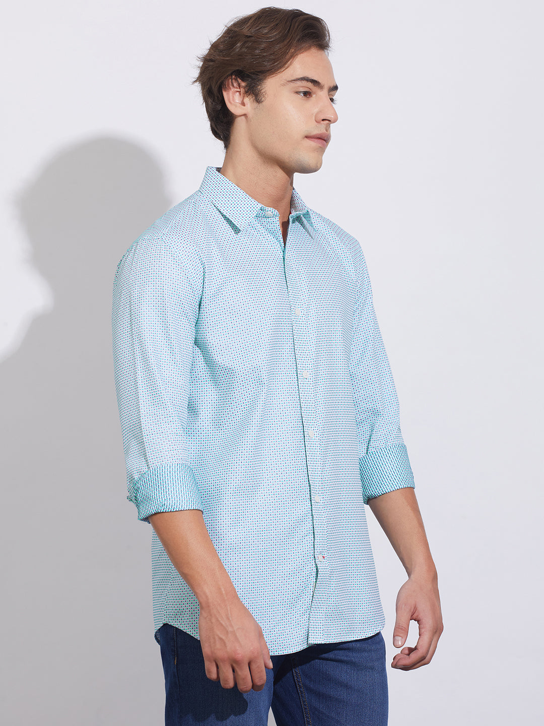 Blue Moderno Fit Regular Collar Shirt for Men by Being Human Clothing