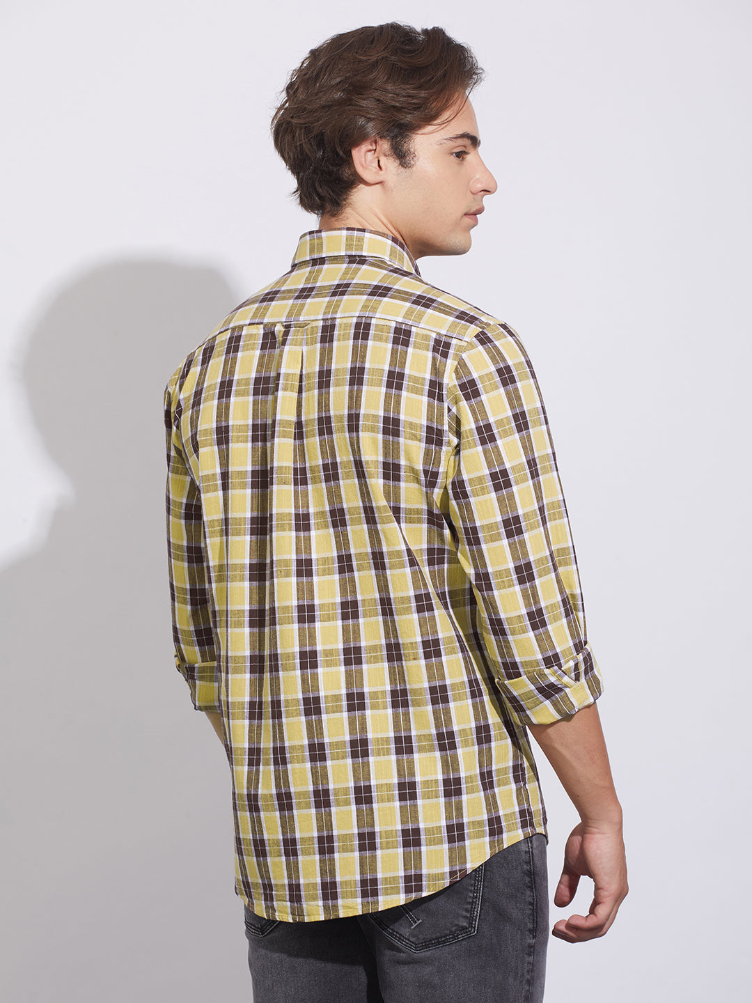 Brown Moderno Fit Regular Collar Men's Shirt by Being Human Clothing