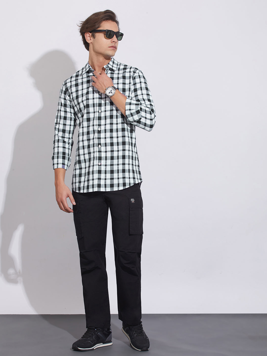 Black Moderno Fit Regular Collar Men's Shirt by Being Human Clothing