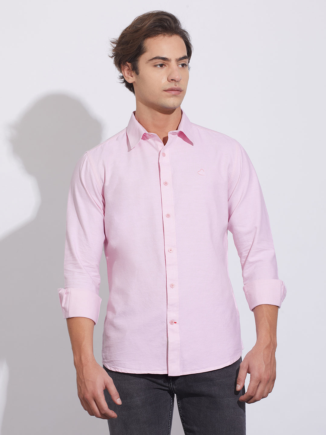 Pink Moderno Fit Regular Collar Shirt for Men by Being Human Clothing
