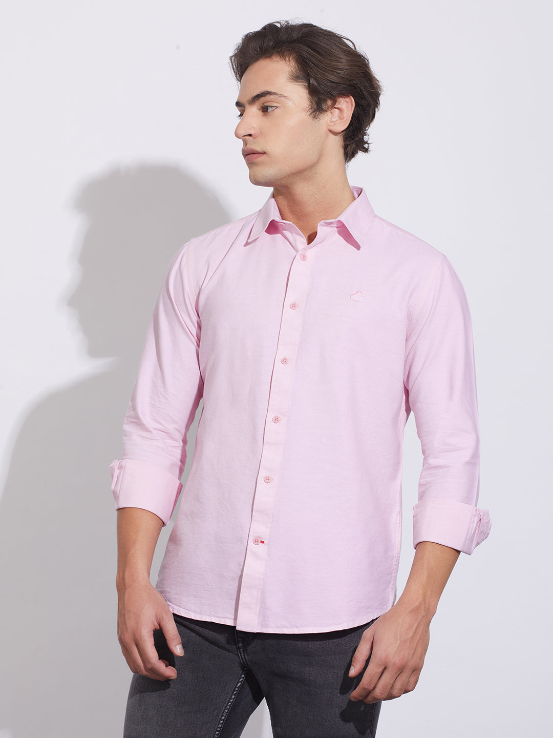 Pink Moderno Fit Regular Collar Shirt for Men by Being Human Clothing
