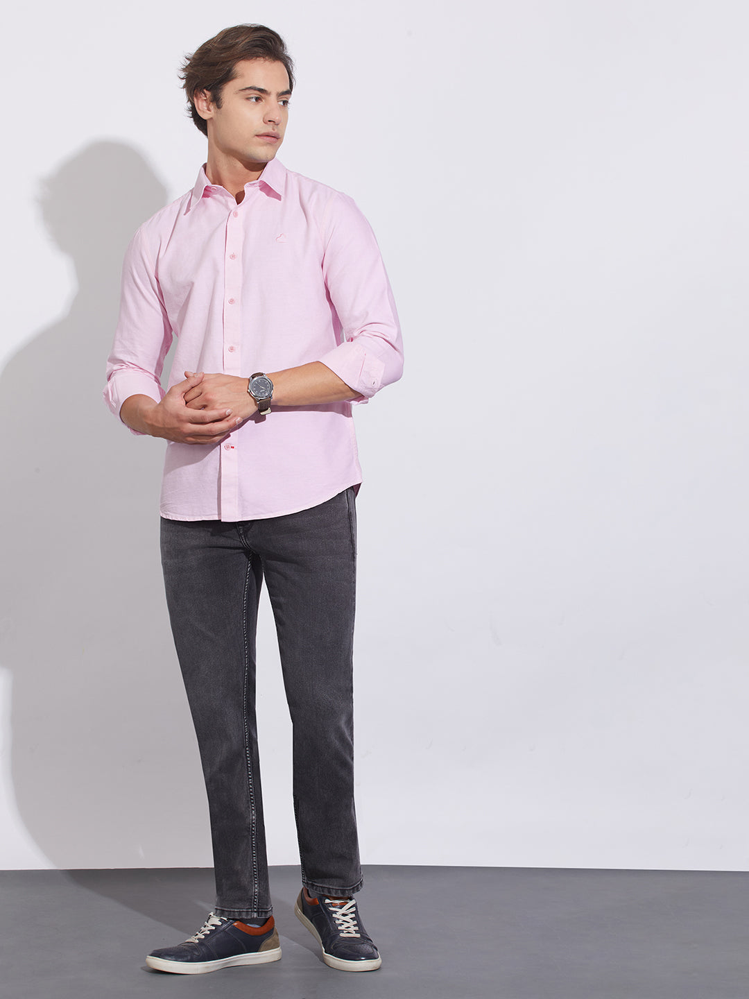 Pink Moderno Fit Regular Collar Shirt for Men by Being Human Clothing