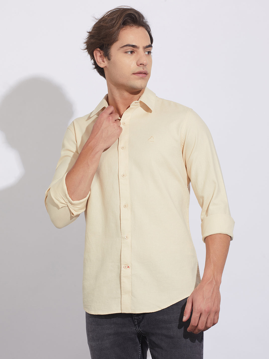 Beige Moderno Fit Regular Collar Shirt for Men by Being Human Clothing