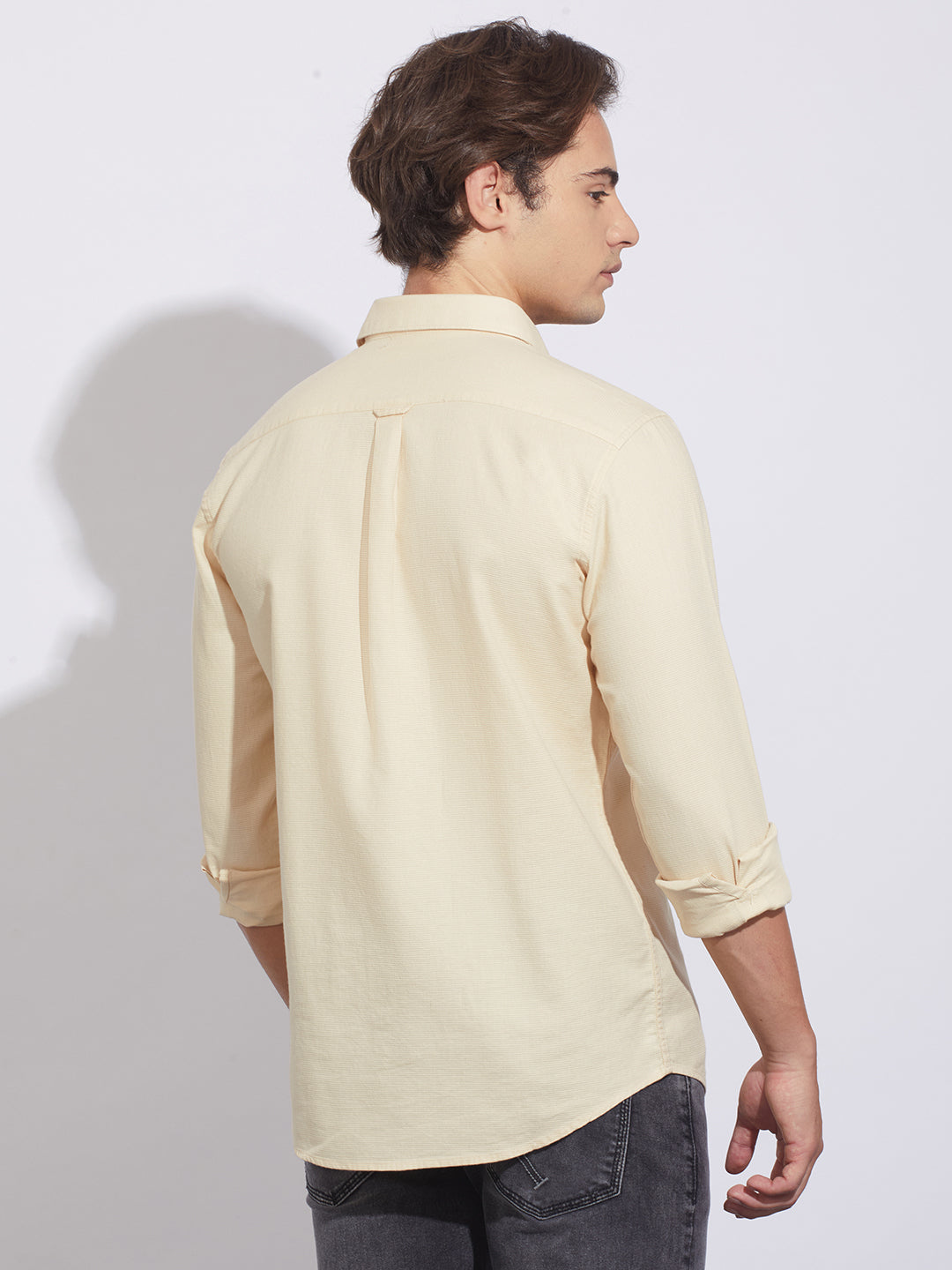Beige Moderno Fit Regular Collar Shirt for Men by Being Human Clothing