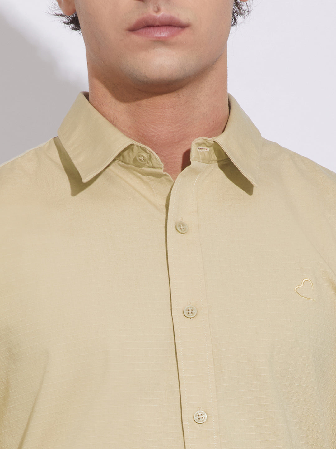 Beige Moderno Fit Regular Collar Men's Shirt by Being Human Clothing