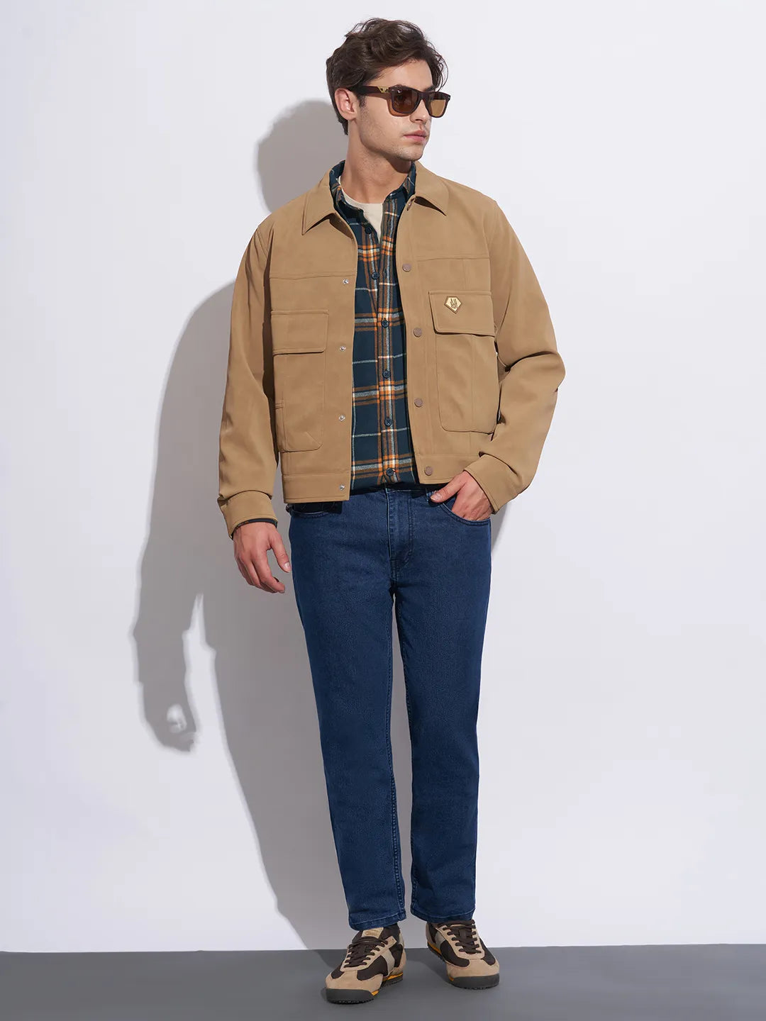 Blue Moderno Fit Regular Collar Long Sleeves Cotton Men's Shirt by Being Human Clothing