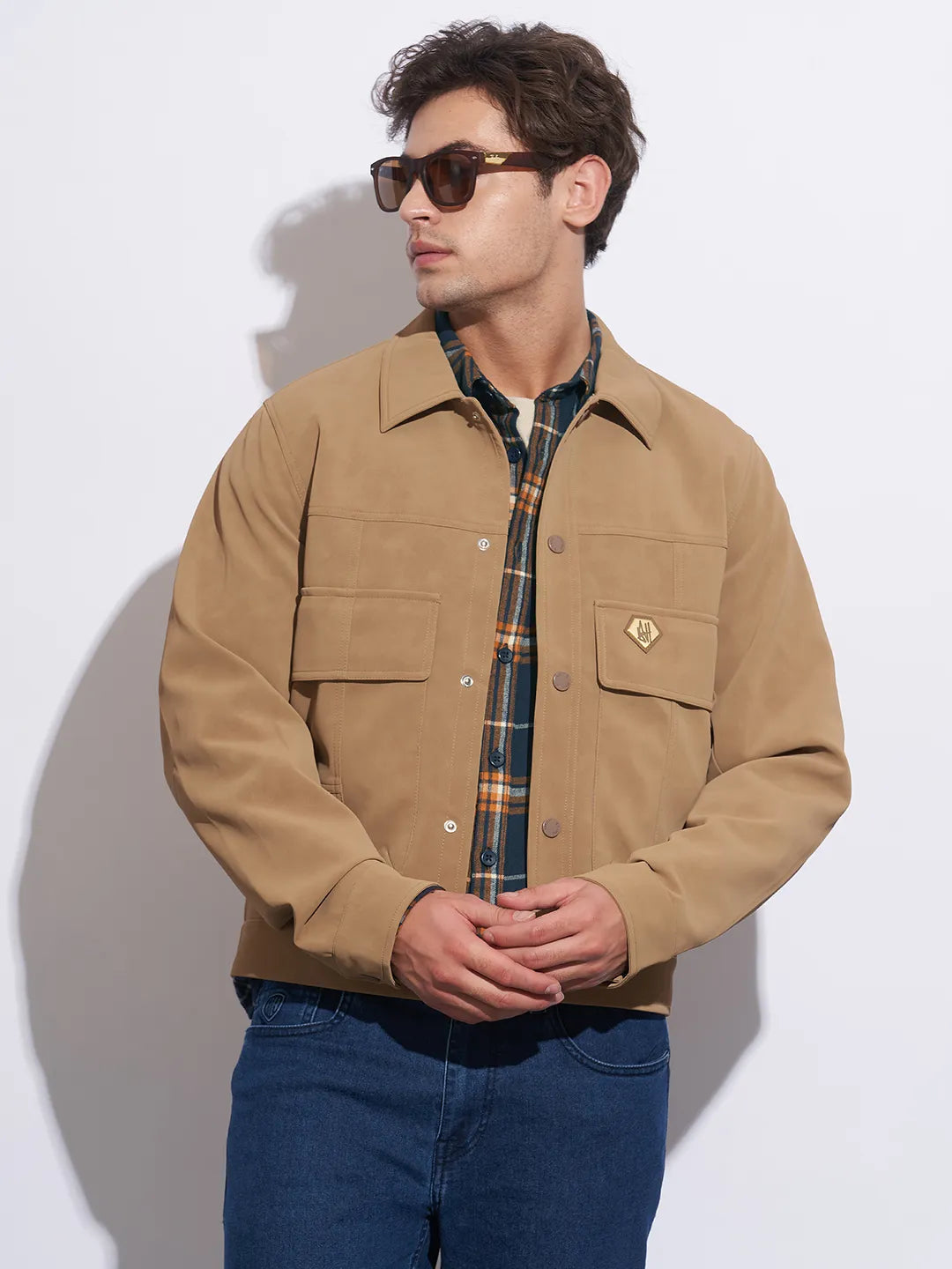 Blue Moderno Fit Regular Collar Long Sleeves Cotton Men's Shirt by Being Human Clothing