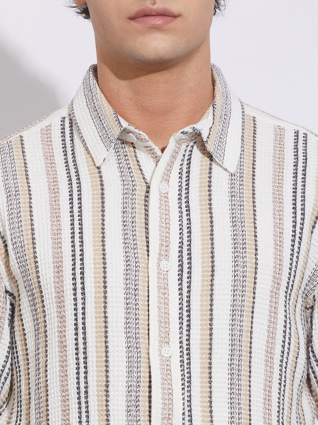 Off White Moderno Fit Regular Collar Shirt for Men by Being Human Clothing