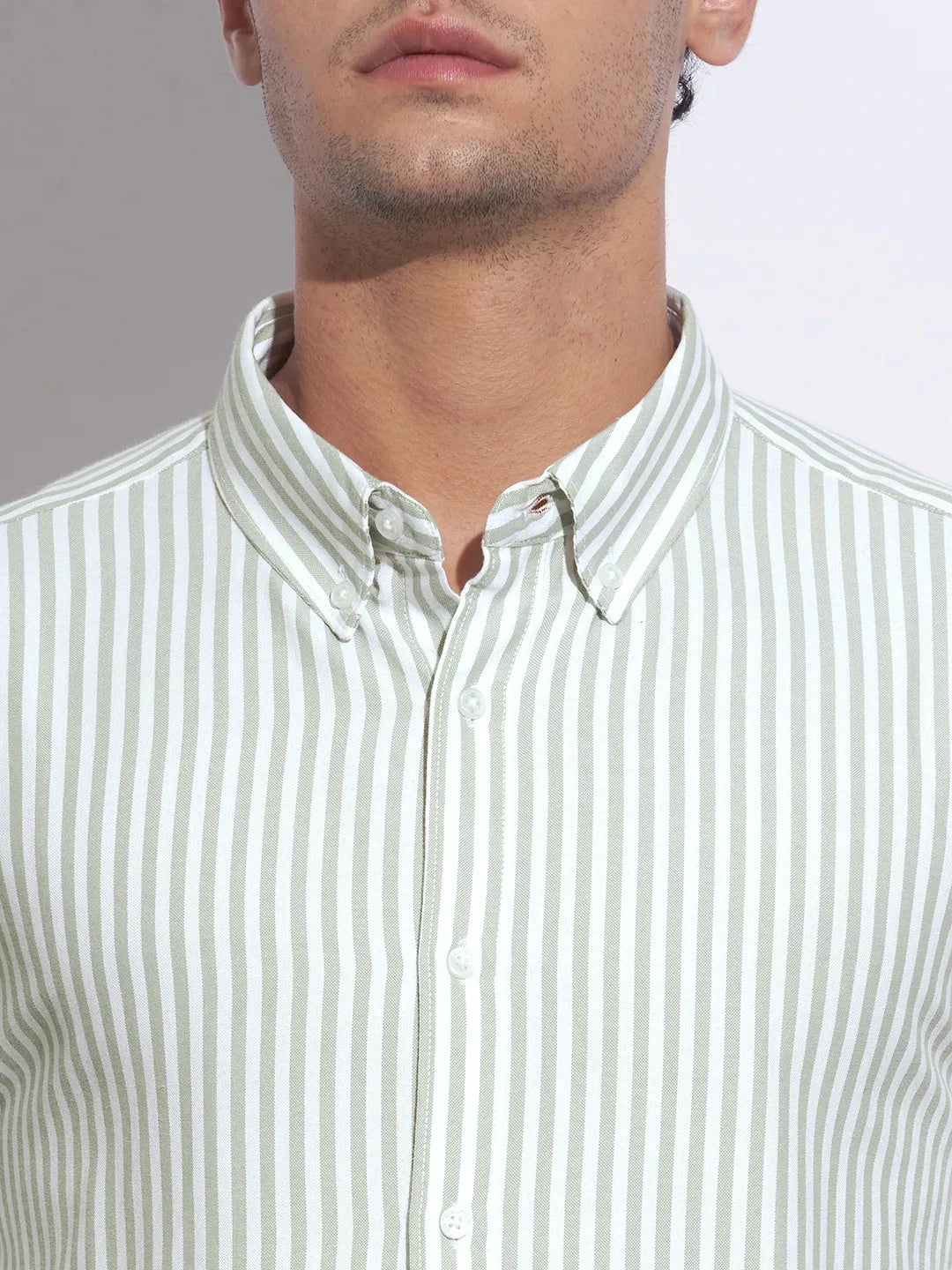 Green Moderno Fit Regular Collar Long Sleeves Cotton Men's Shirt by Being Human Clothing