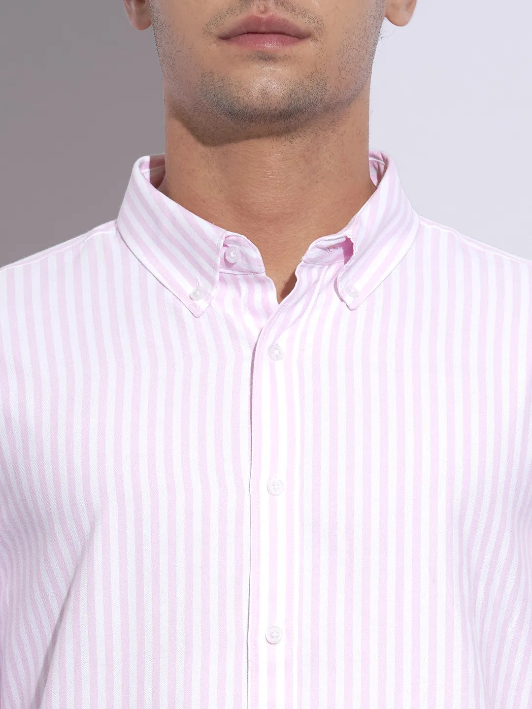 Pink Moderno Fit Regular Collar Long Sleeves Cotton Men's Shirt by Being Human Clothing