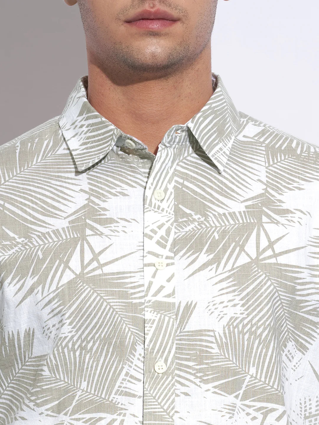 Khaki Moderno Fit Regular Collar Long Sleeves Cotton Men's Shirt by Being Human Clothing