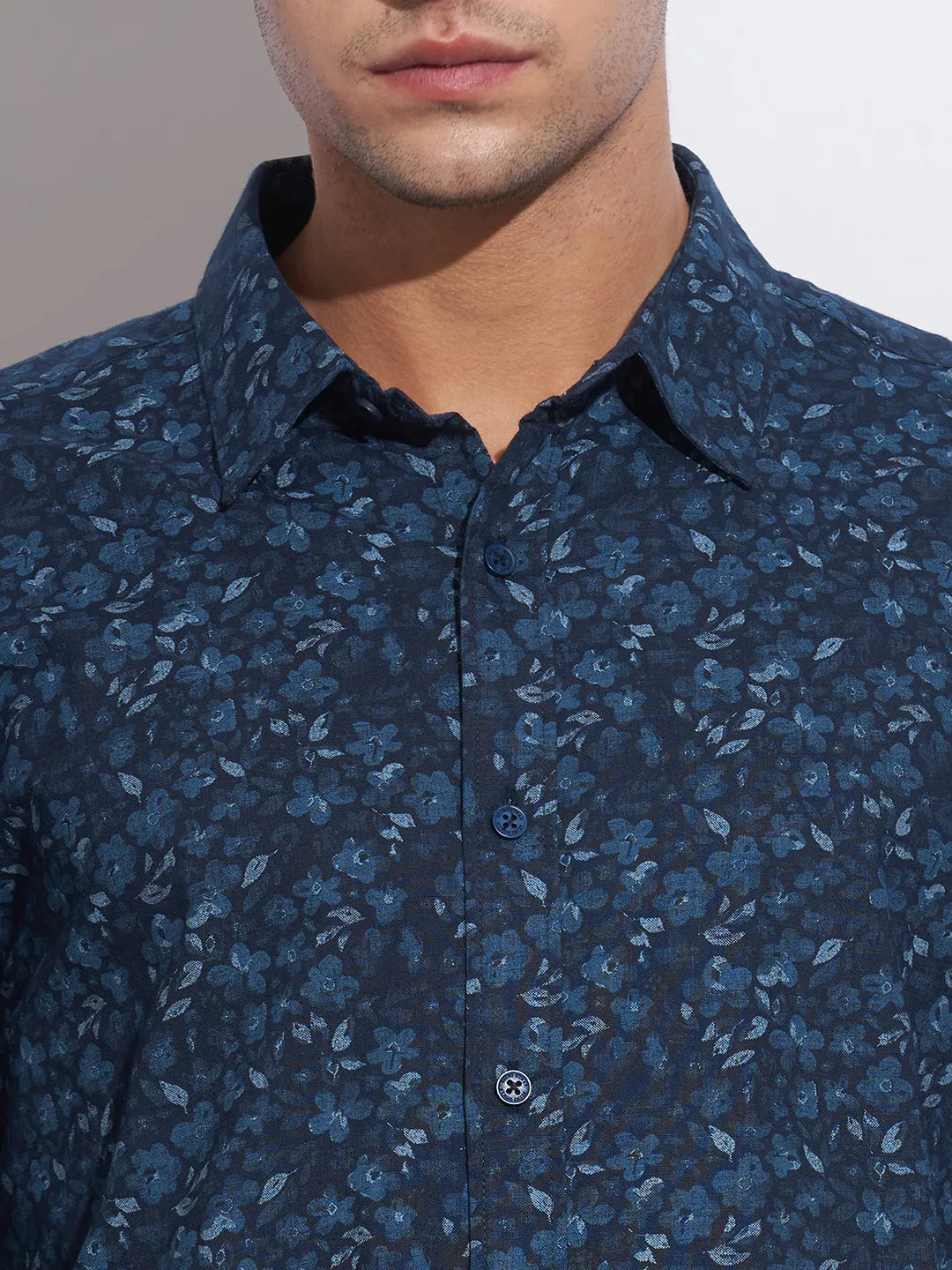 Blue Moderno Fit Regular Collar Long Sleeves Cotton Men's Shirt by Being Human Clothing