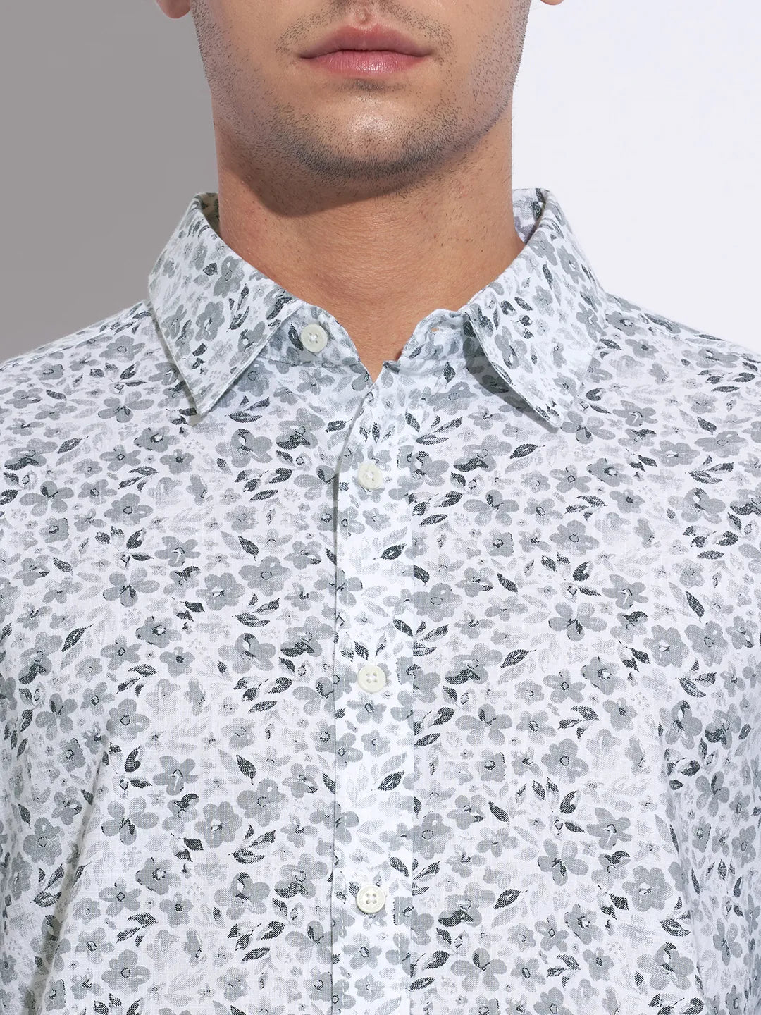 White Moderno Fit Regular Collar Long Sleeves Cotton Men's Shirt by Being Human Clothing