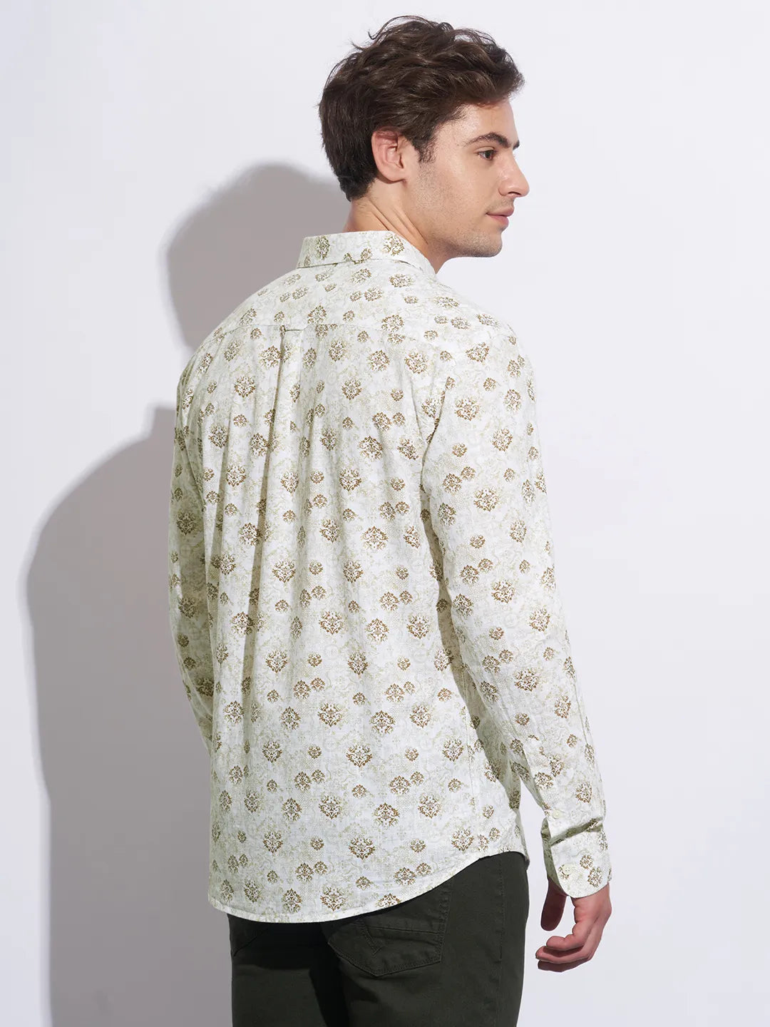 Brown Moderno Fit Regular Collar Long Sleeves Cotton Men's Shirt by Being Human Clothing