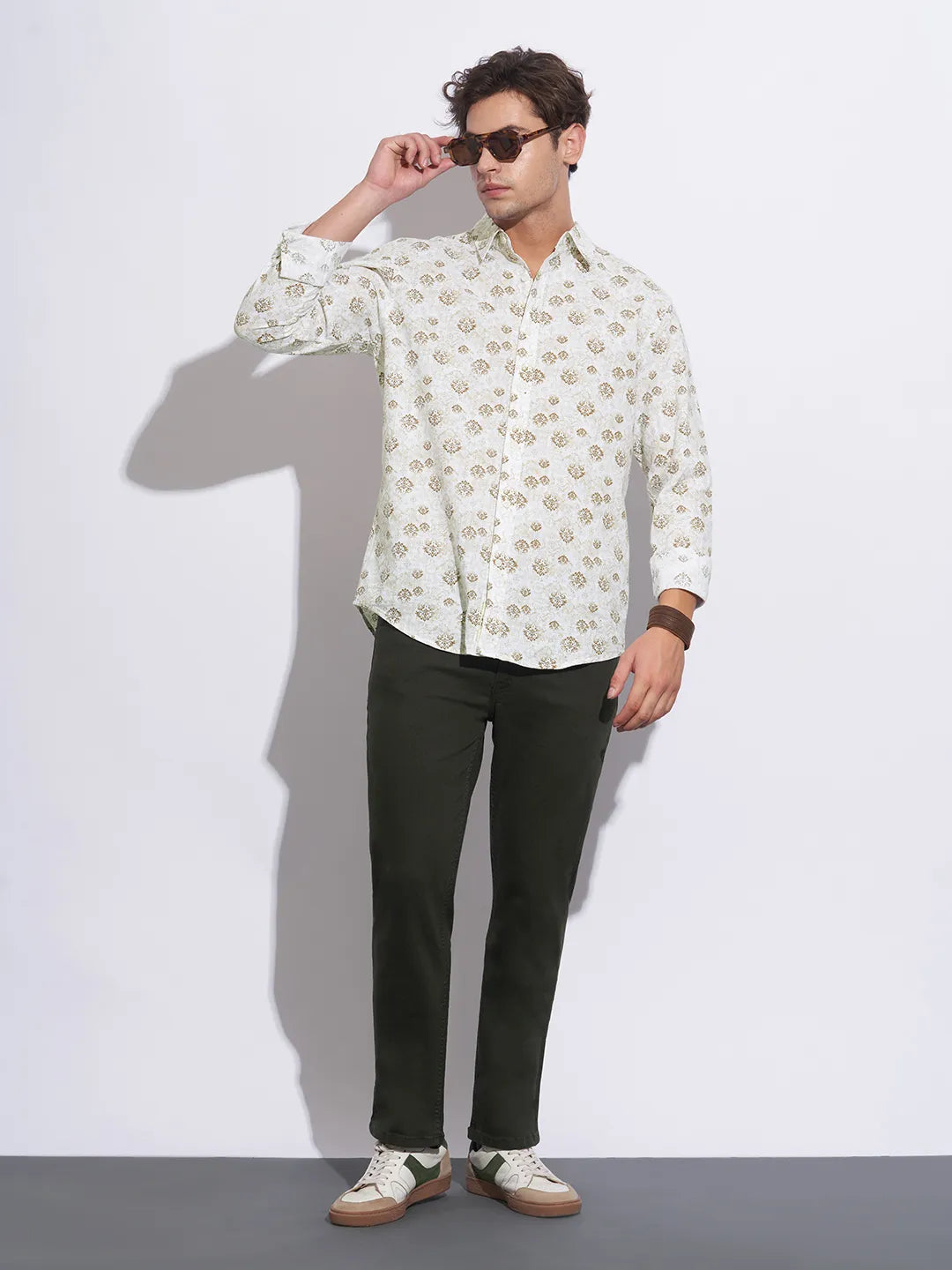 Brown Moderno Fit Regular Collar Long Sleeves Cotton Men's Shirt by Being Human Clothing