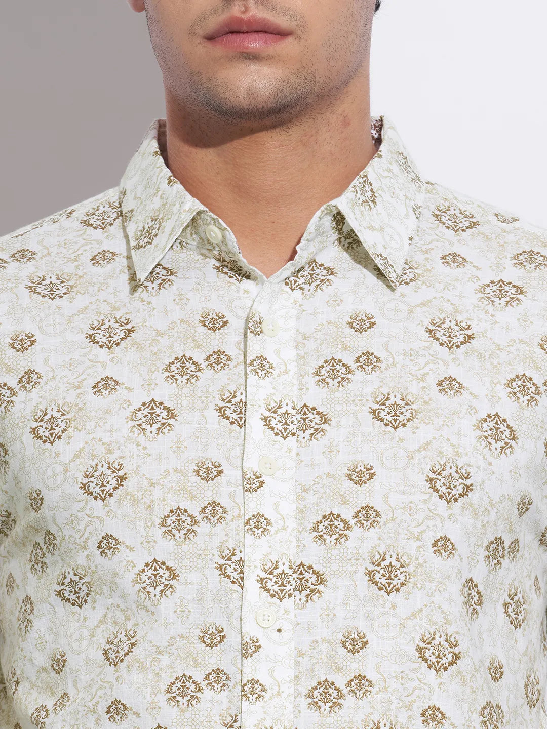 Brown Moderno Fit Regular Collar Long Sleeves Cotton Men's Shirt by Being Human Clothing