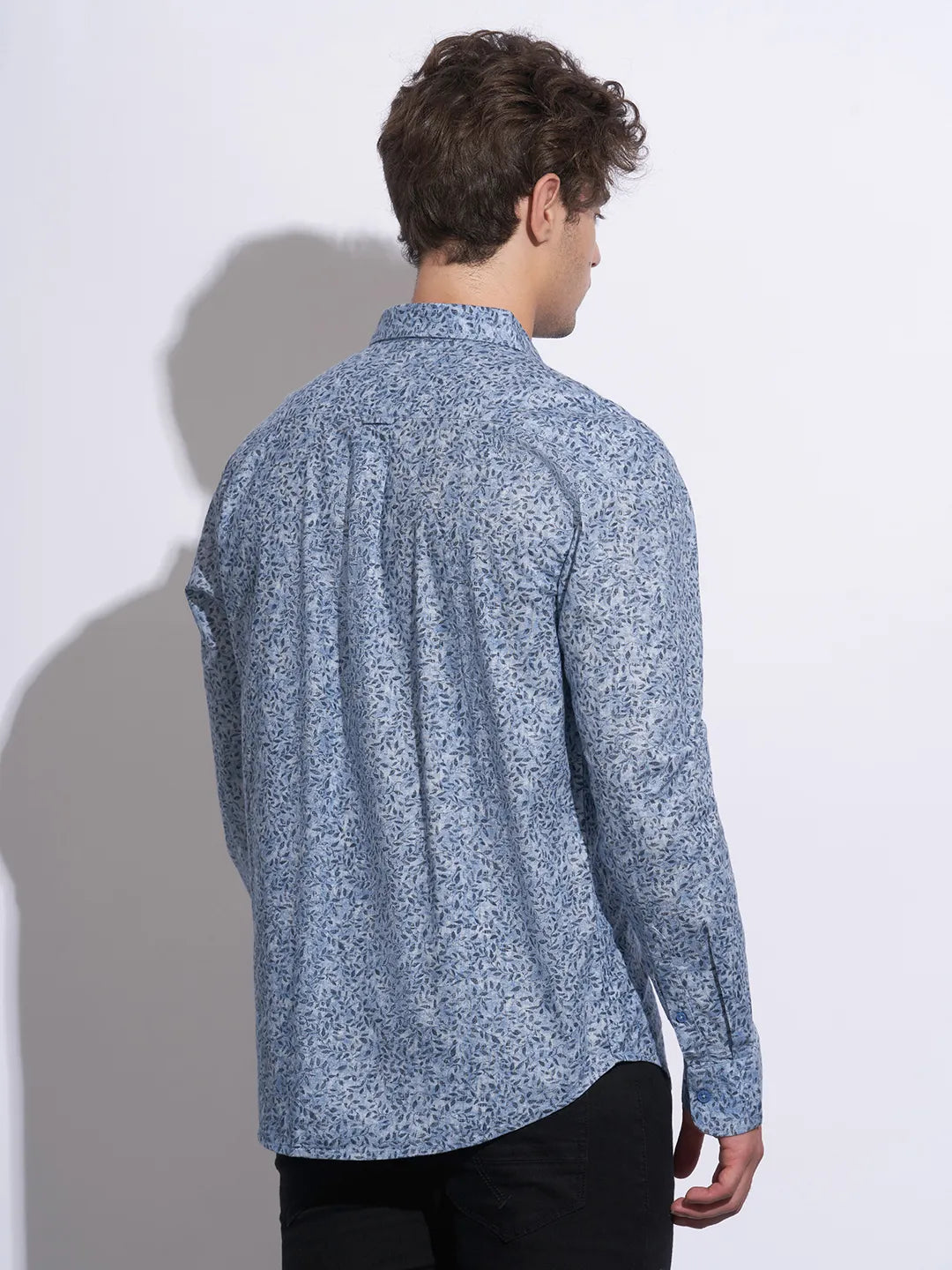 Blue Moderno Fit Regular Collar Long Sleeves Cotton Men's Shirt by Being Human Clothing