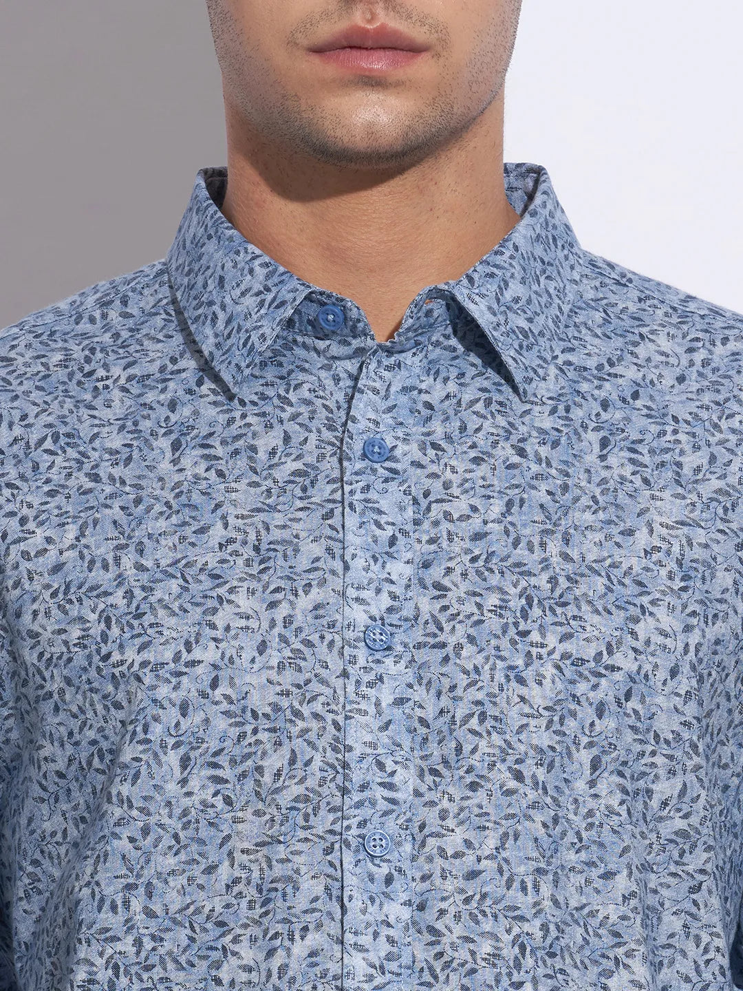 Blue Moderno Fit Regular Collar Long Sleeves Cotton Men's Shirt by Being Human Clothing