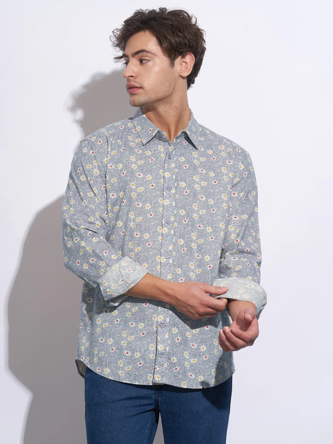 Purple Moderno Fit Regular Collar Long Sleeves Cotton Men's Shirt by Being Human Clothing