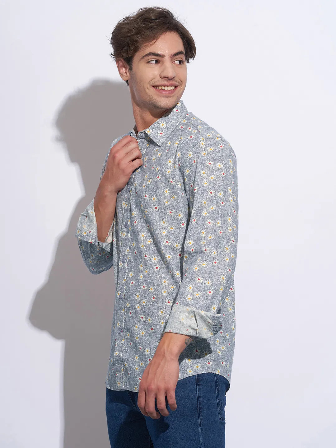 Purple Moderno Fit Regular Collar Long Sleeves Cotton Men's Shirt by Being Human Clothing