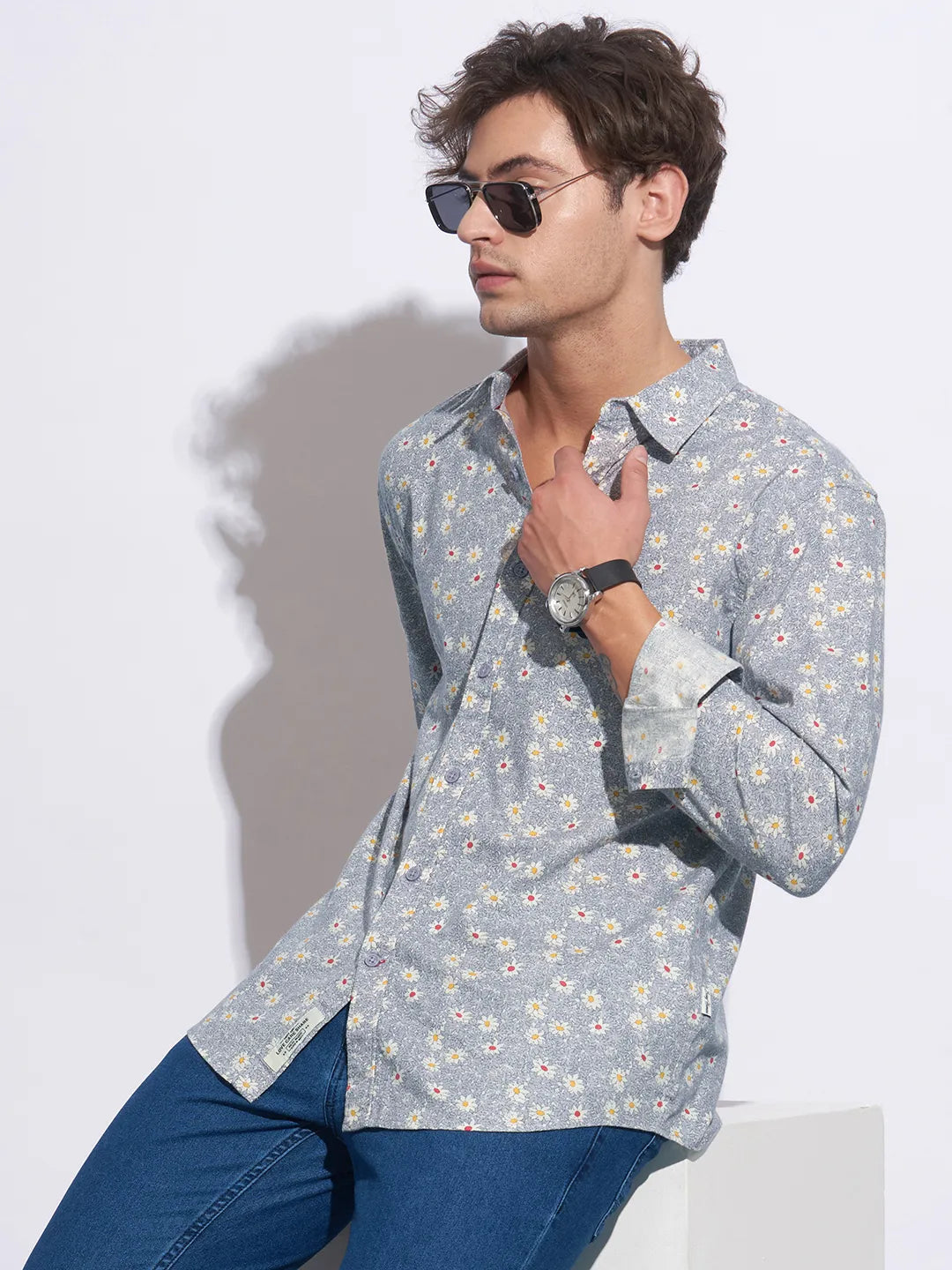 Purple Moderno Fit Regular Collar Long Sleeves Cotton Men's Shirt by Being Human Clothing