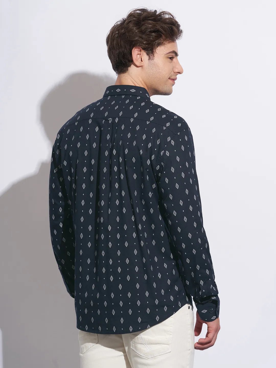 Blue Moderno Fit Regular Collar Long Sleeves Cotton Men's Shirt by Being Human Clothing