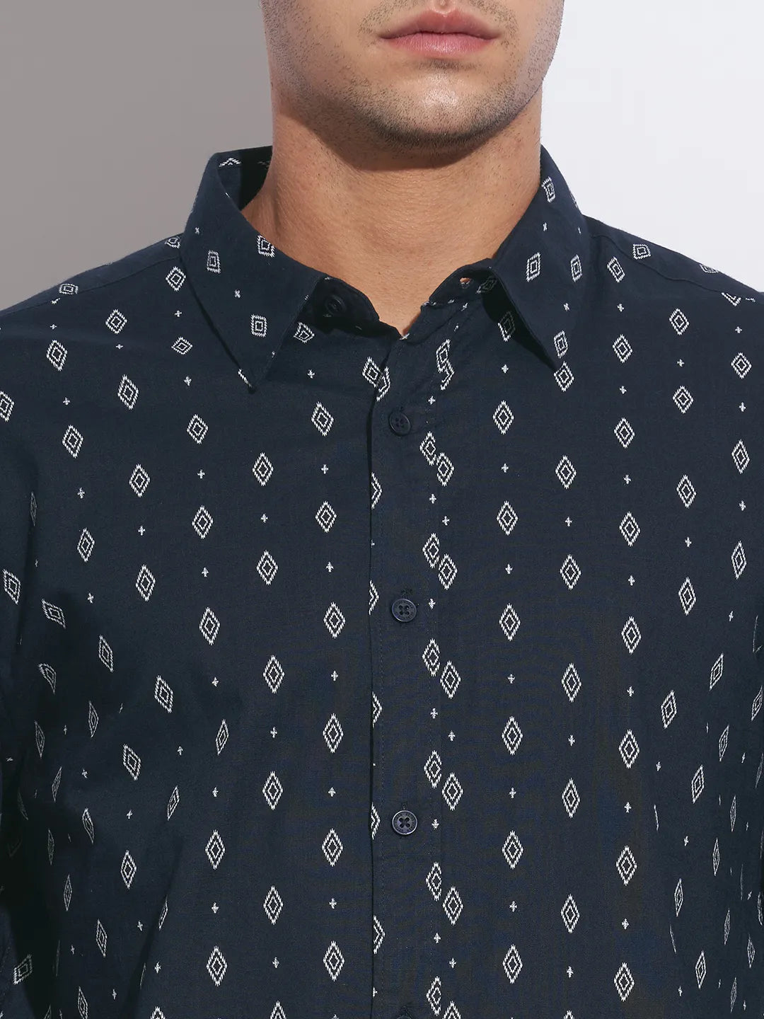 Blue Moderno Fit Regular Collar Long Sleeves Cotton Men's Shirt by Being Human Clothing