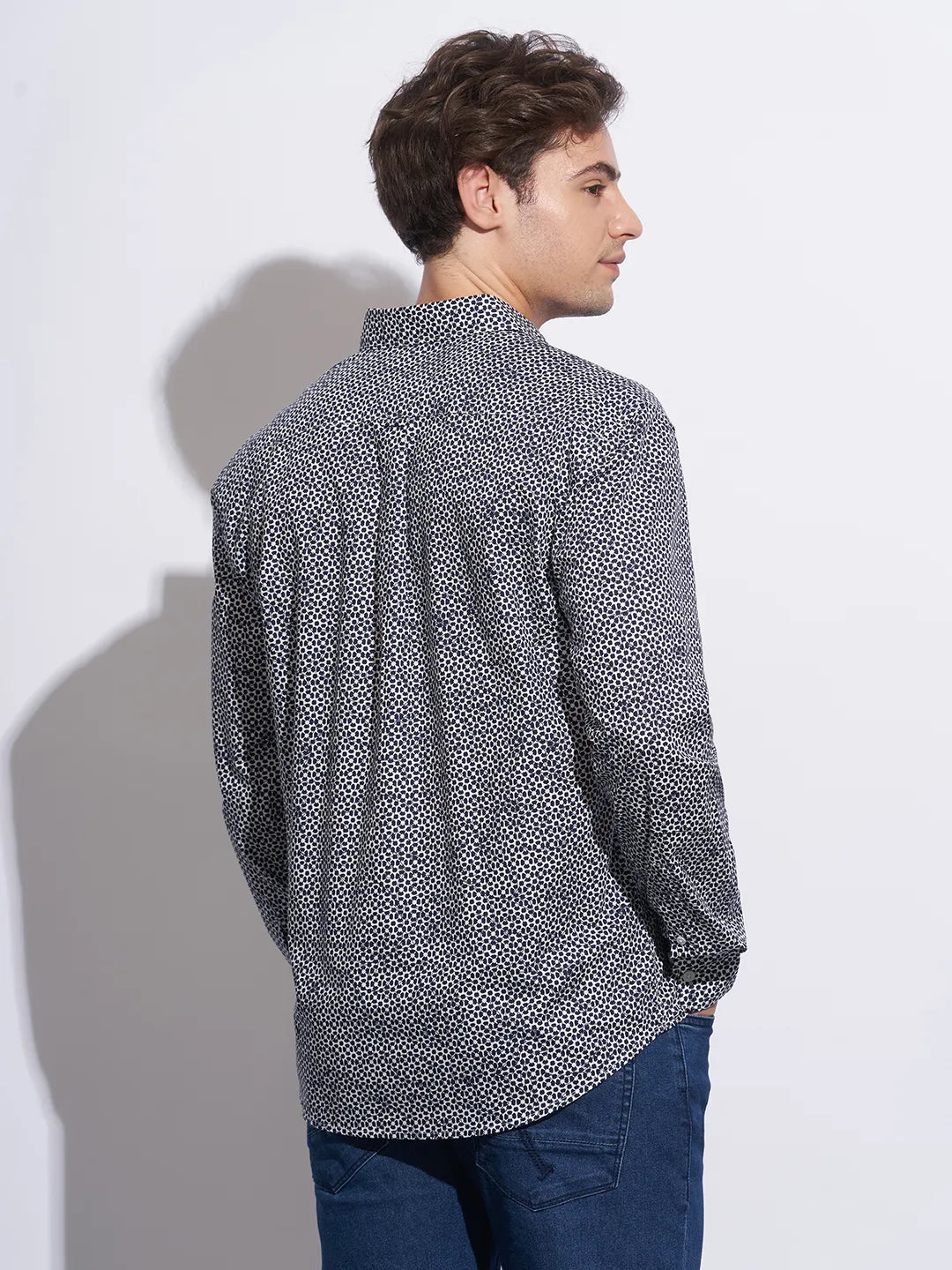 Beige Moderno Fit Regular Collar Long Sleeves Cotton Men's Shirt by Being Human Clothing