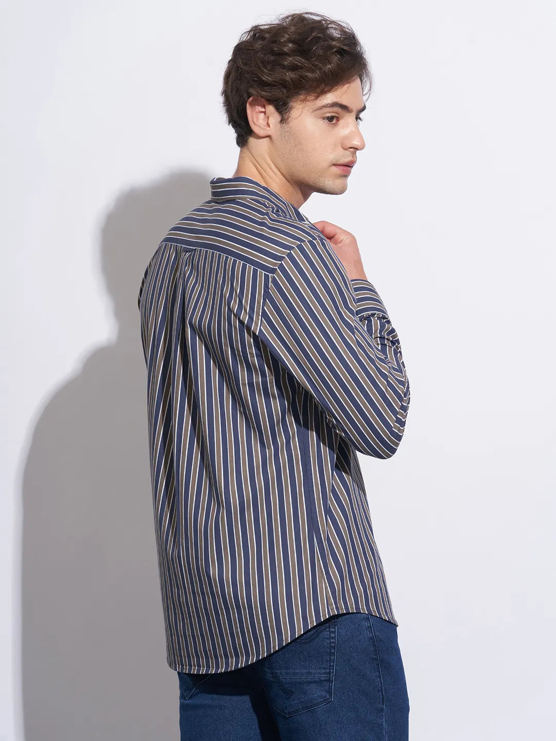 Grey Moderno Fit Regular Collar Long Sleeves Cotton Men's Shirt by Being Human Clothing