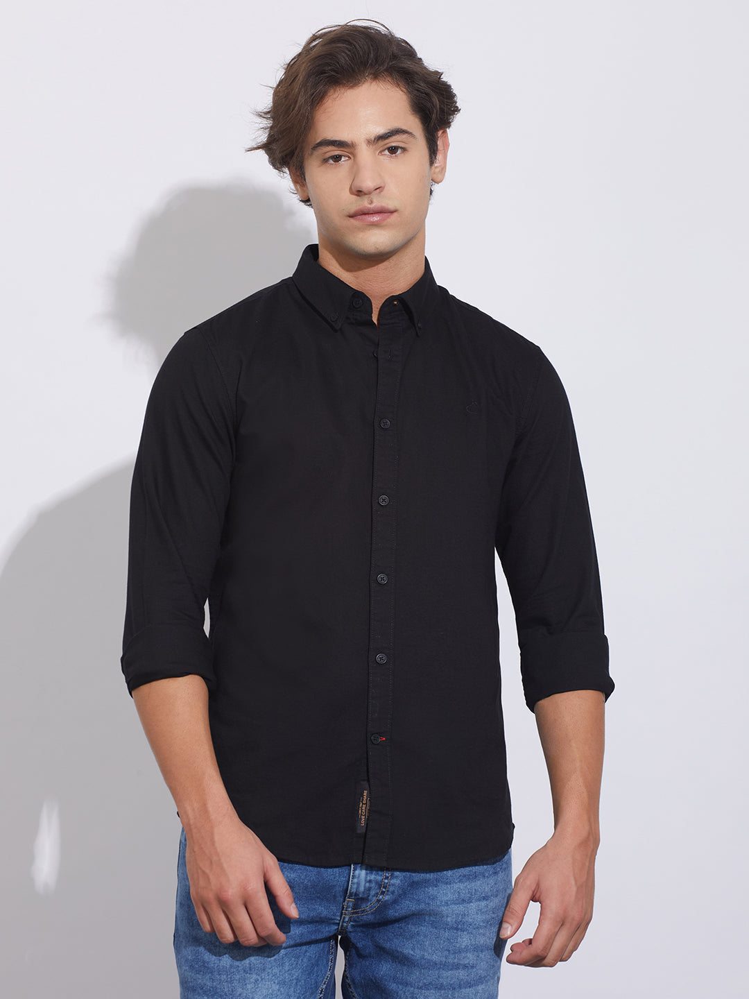 Black Moderno Fit Regular Collar Shirt for Men by Being Human Clothing