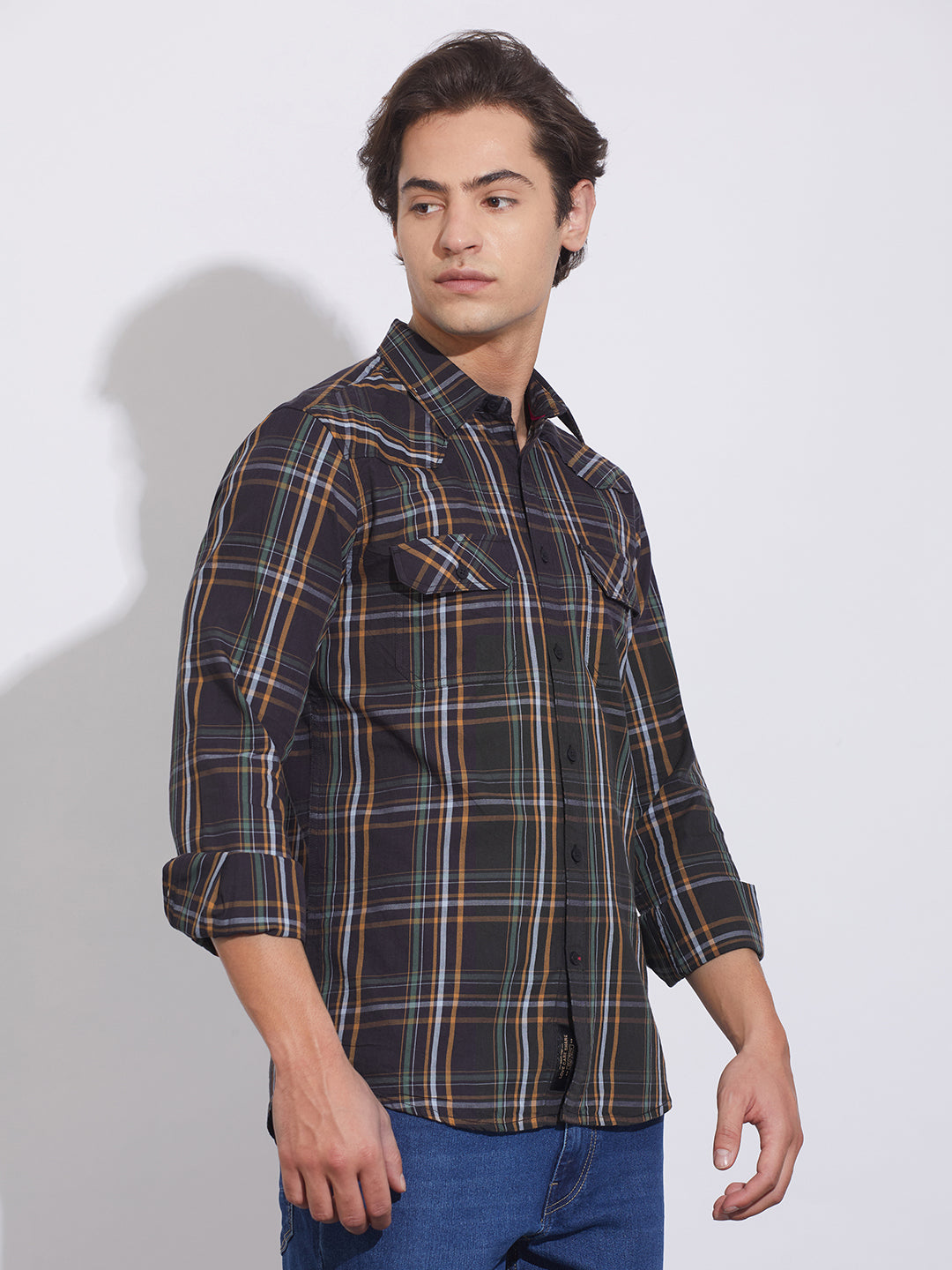 Black Moderno Fit Regular Collar Shirt for Men by Being Human Clothing