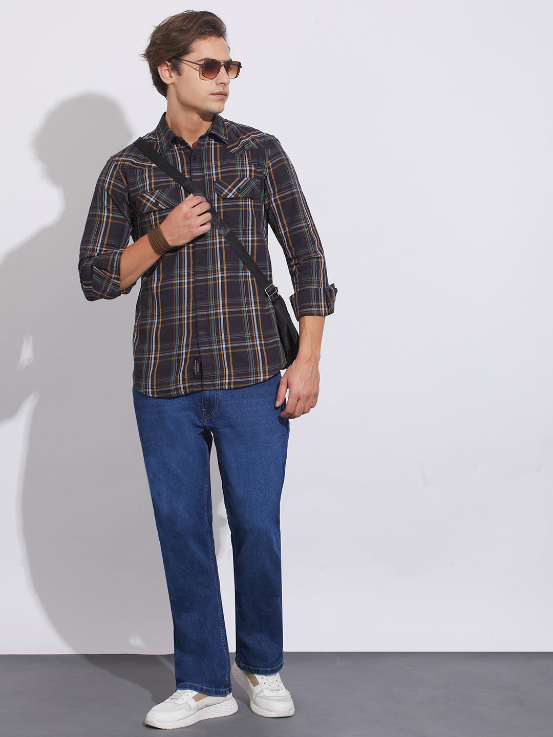 Black Moderno Fit Regular Collar Shirt for Men by Being Human Clothing