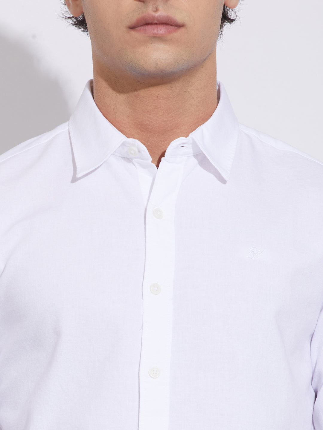 White Moderno Fit Regular Collar Shirt for Men by Being Human Clothing
