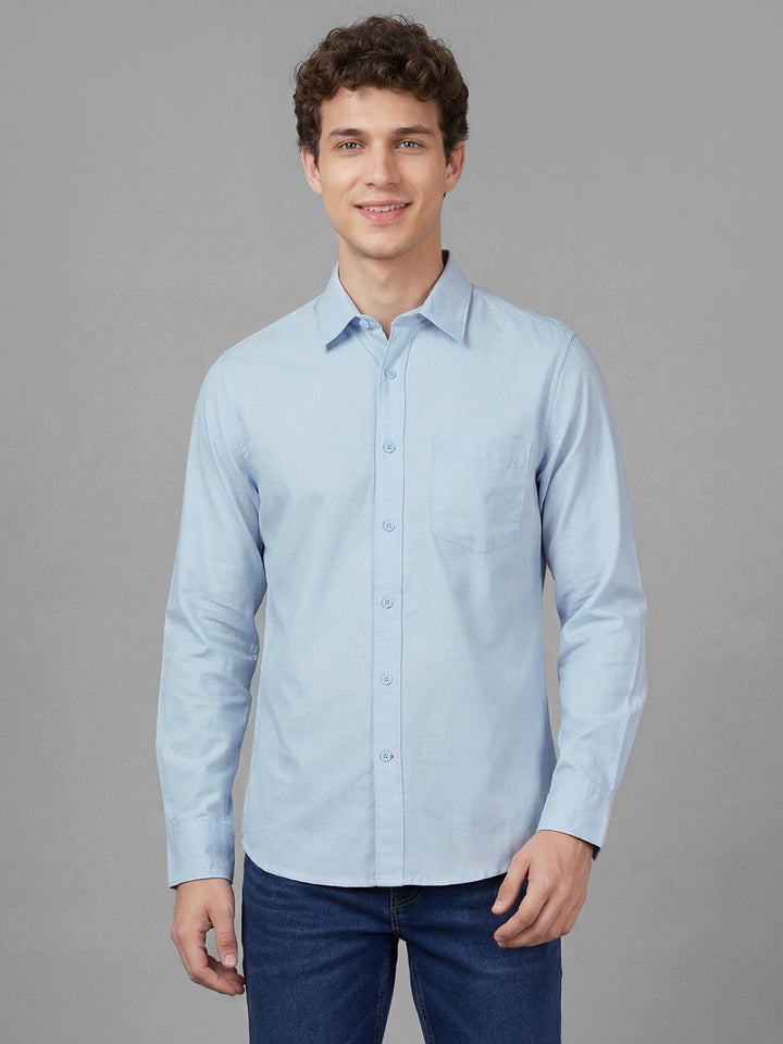 Sky Blue Regular Fit Full Sleeve Pure Cotton Men's Shirt