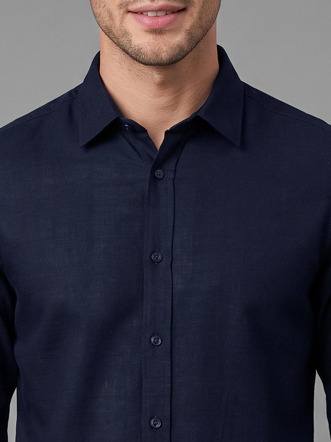 Indigo Regular Fit Solid Long Sleeve Spread Collar Shirt By Being Human Clothing