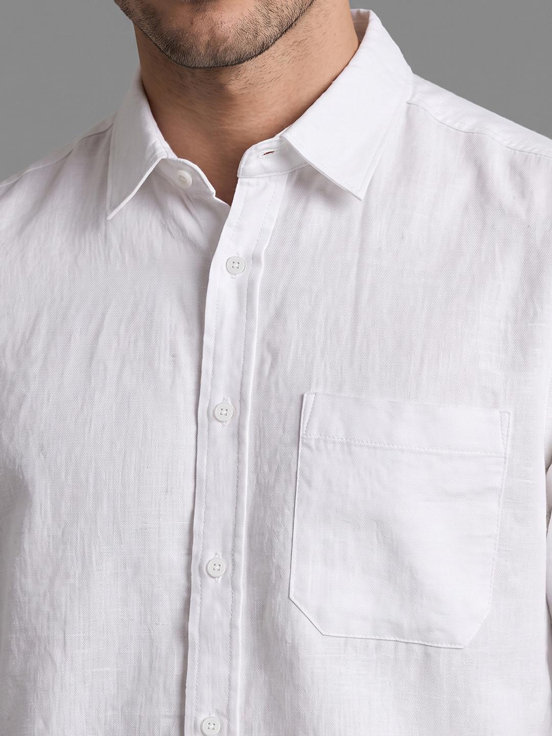 White Regular Fit Solid Long Sleeve Spread Collar Shirt By Being Human Clothing