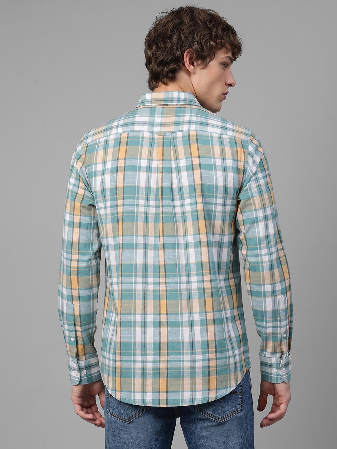Aqua Regular Fit Check Long Sleeve Spread Collar Shirt By Being Human Clothing