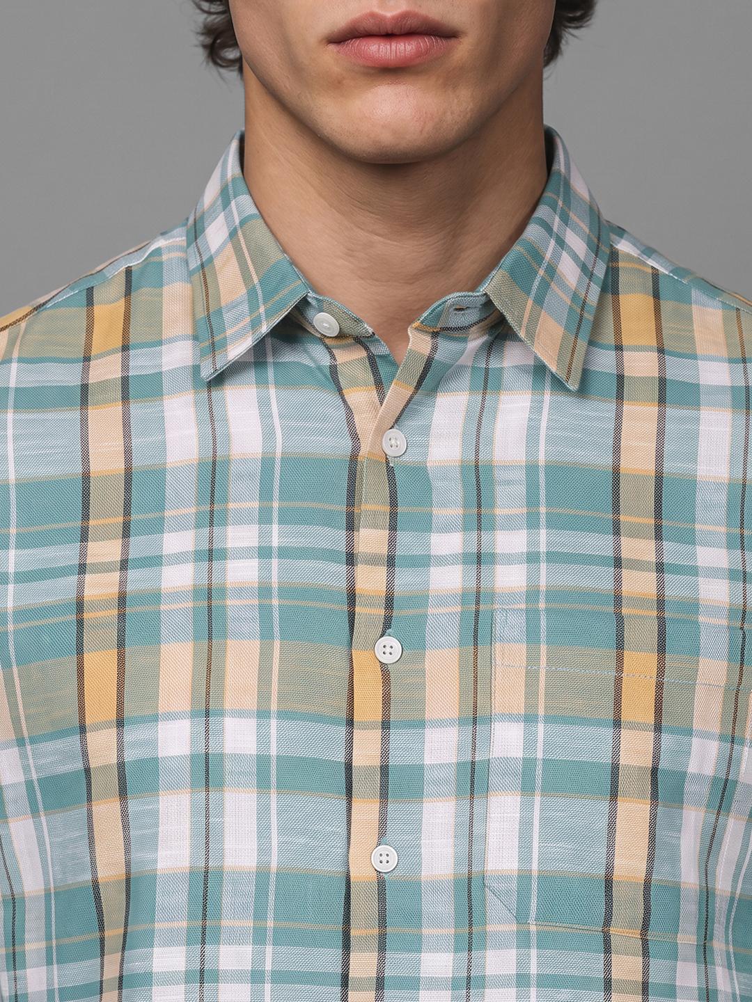 Aqua Regular Fit Check Long Sleeve Spread Collar Shirt By Being Human Clothing