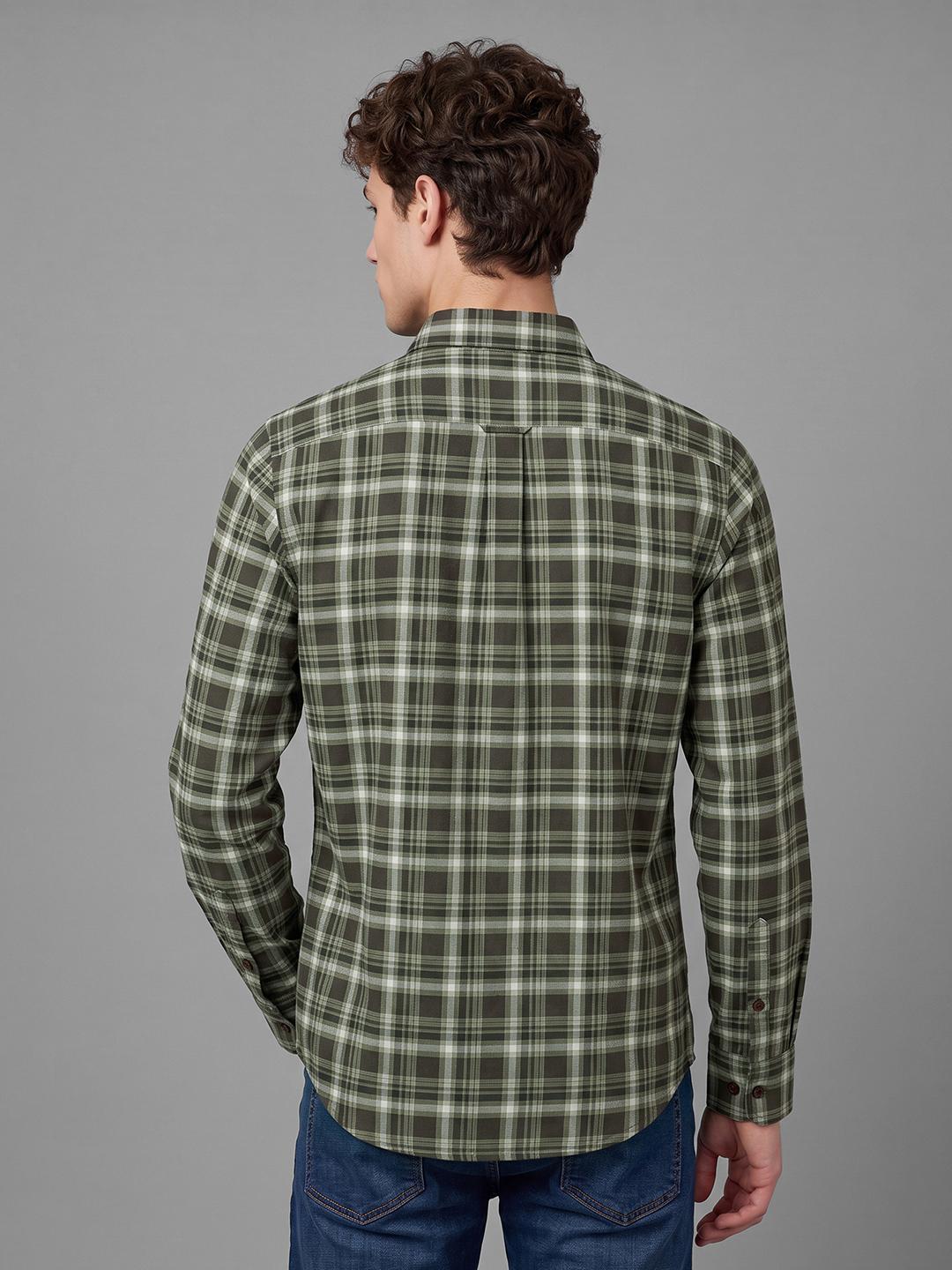 Chocolate Regular Fit Check Long Sleeve Spread Collar Shirt By Being Human Clothing