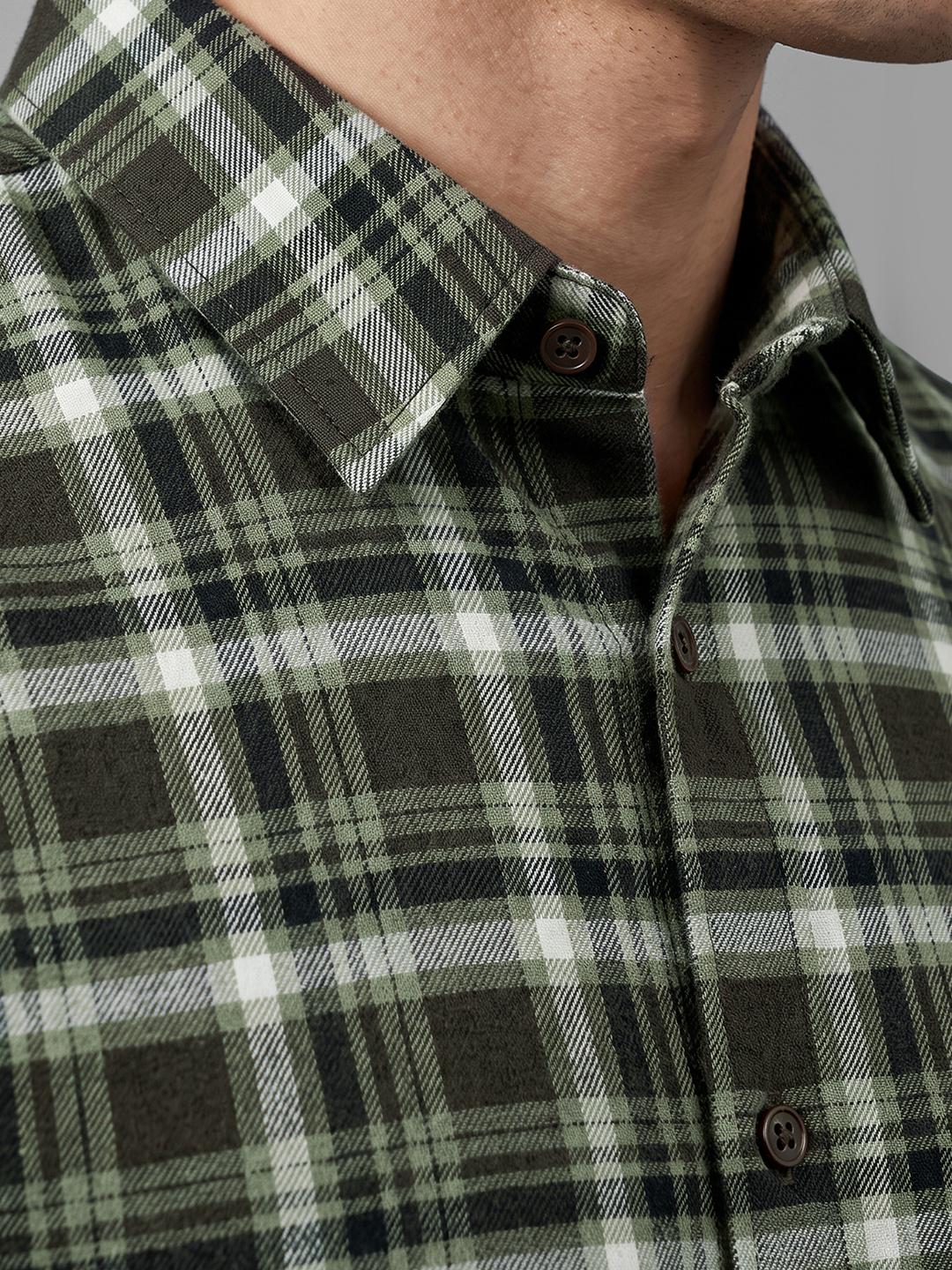 Chocolate Regular Fit Check Long Sleeve Spread Collar Shirt By Being Human Clothing