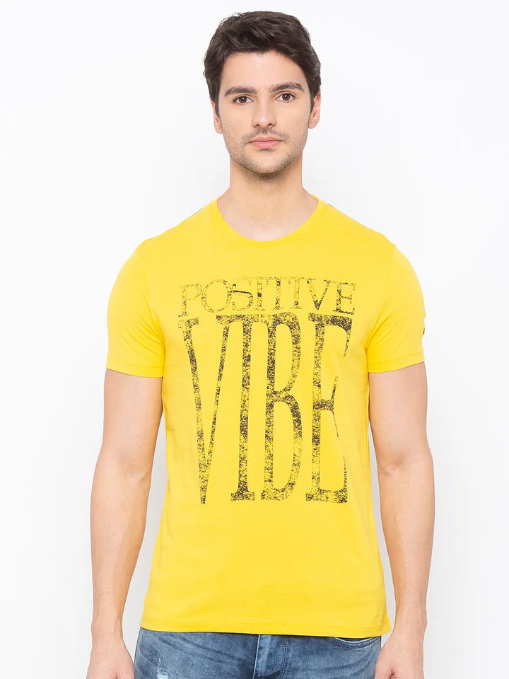 Yellow Regular Fit Men's Short Sleeves T-Shirt by Being Human Clothing