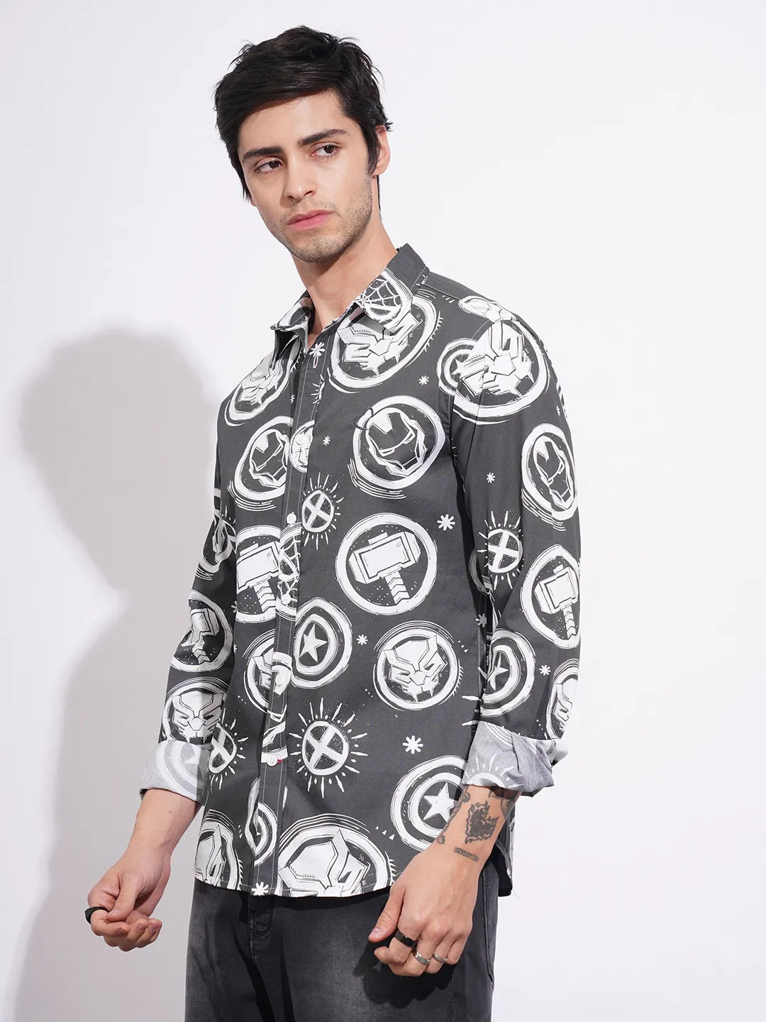 Being Human Clothing Men's Avengers Black Casual Shirt