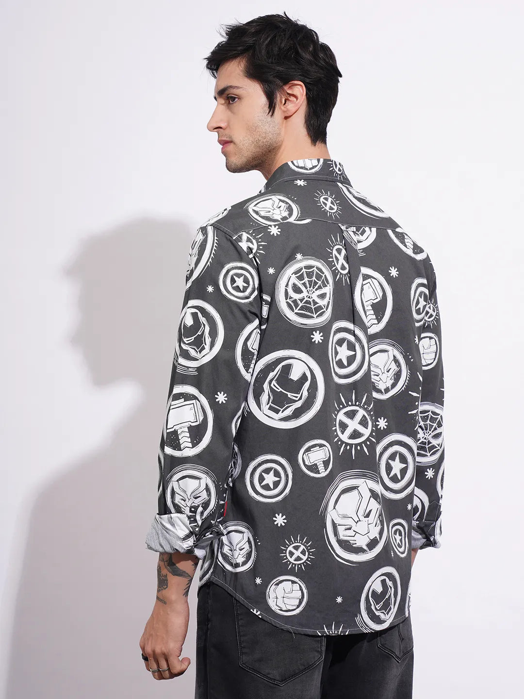 Being Human Clothing Men's Avengers Black Casual Shirt