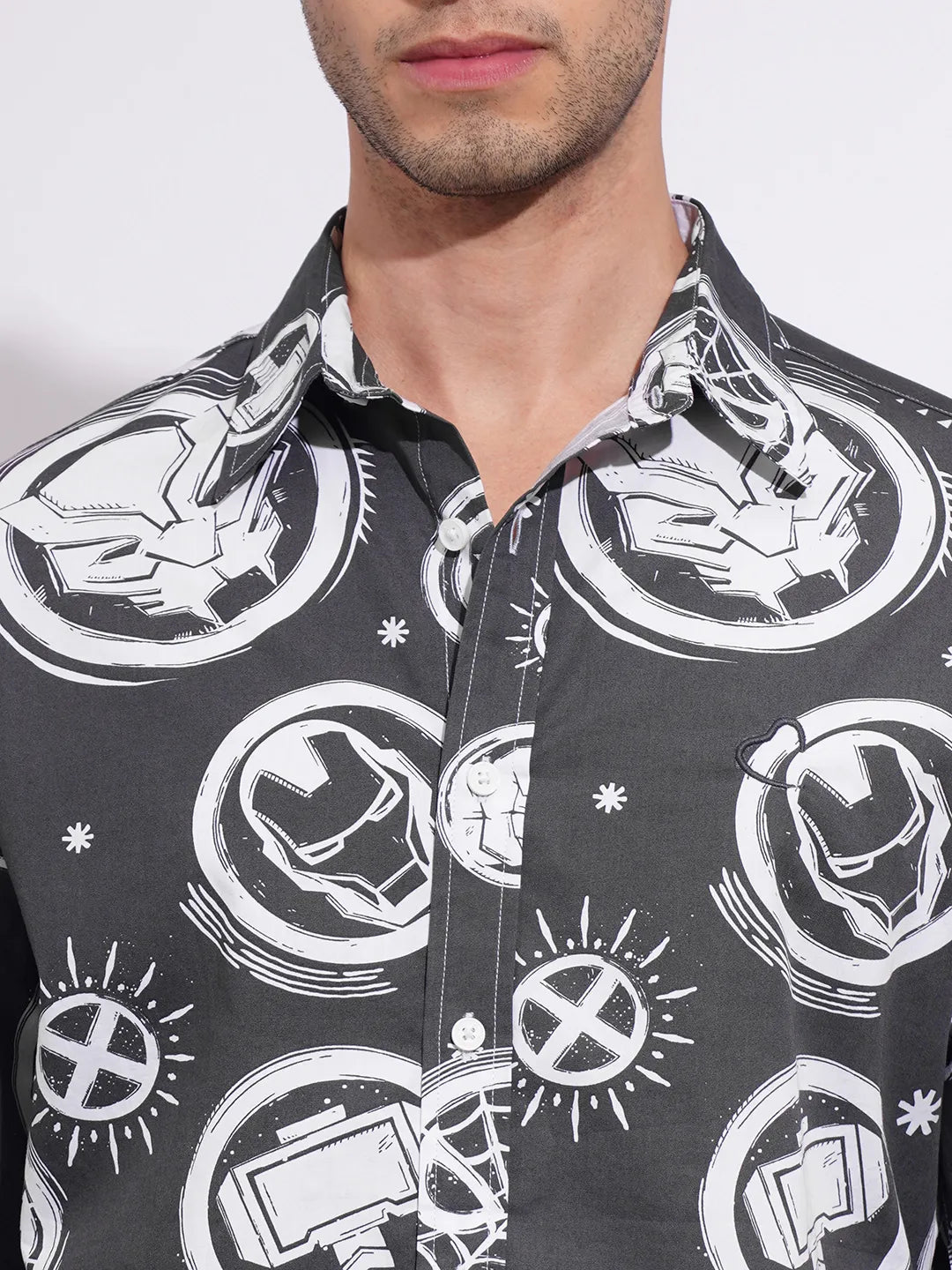 Being Human Clothing Men's Avengers Black Casual Shirt