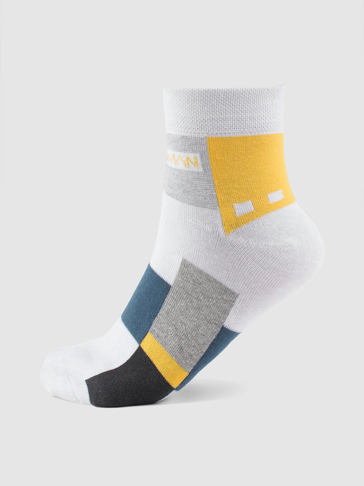 White & Grey Colorblock Ankle Length Men's Socks by Being Human Clothing