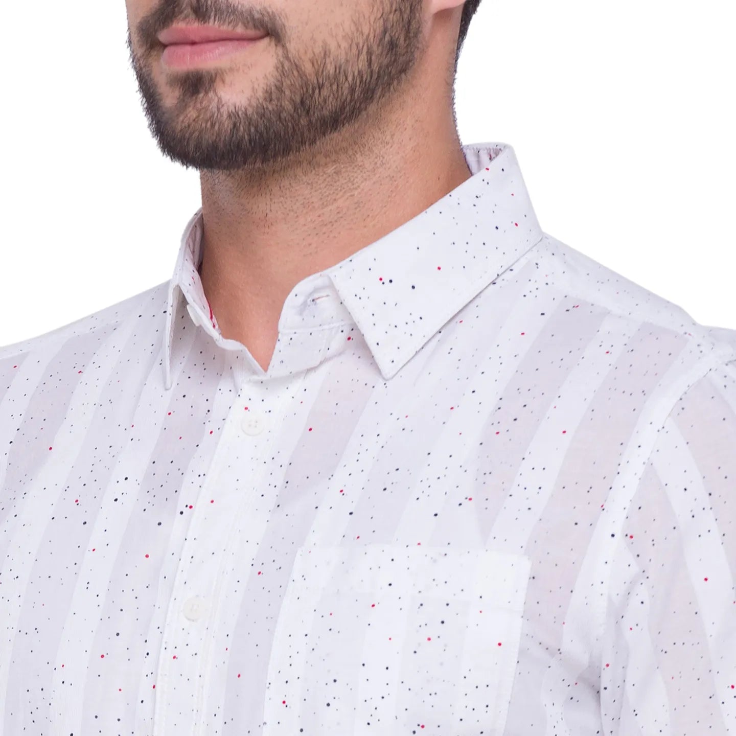 White Slim Straight Fit Regular Collar Short Sleeves Cotton Men's Shirt by Being Human Clothing