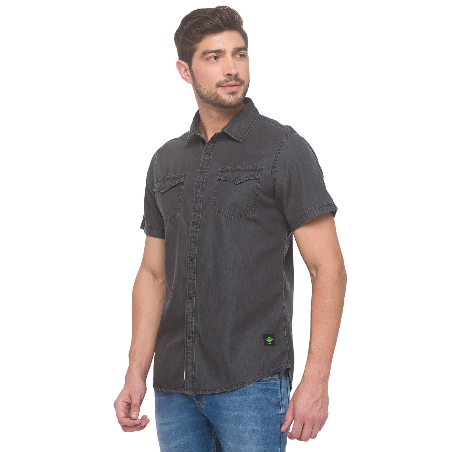 Being Human Clothing Men Slim Fit Collared Shirts-Grey