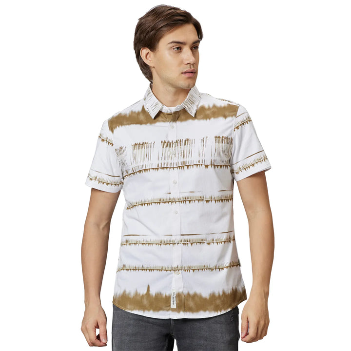 White Slim Fit Regular Collar Men's Shirt by Being Human Clothing